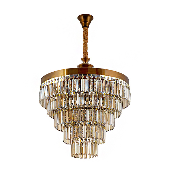 لوستر چشمه نور مدل N2662-55 با 5 ردیف کریستال و رنگ آنتیک