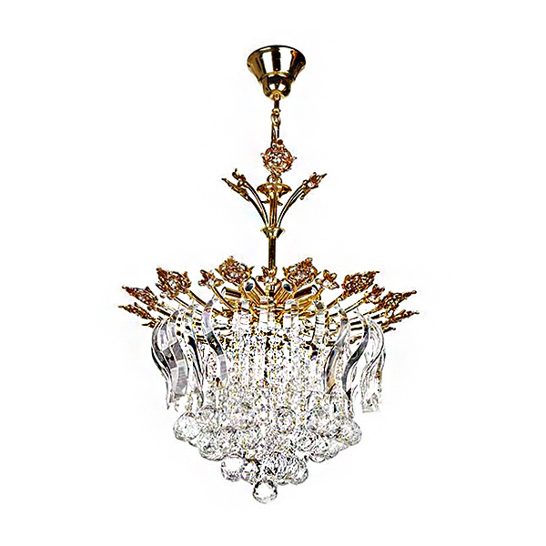 لوستر کریستالی چشمه نور 8 شعله مدل H6620/50 رنگ طلایی سایز 50