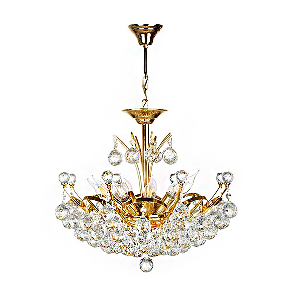 لوستر کریستالی چشمه نور 9 شعله مدل H6670/50 رنگ طلایی سایز 50