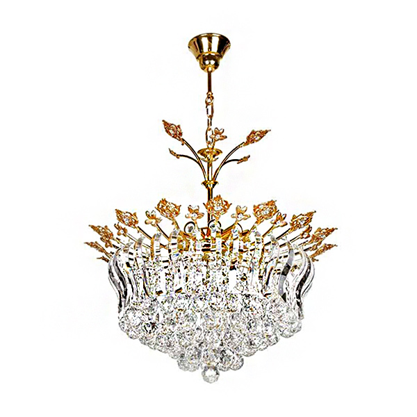 لوستر کریستالی چشمه نور 10 شعله مدل H6620/60 رنگ طلایی سایز 60