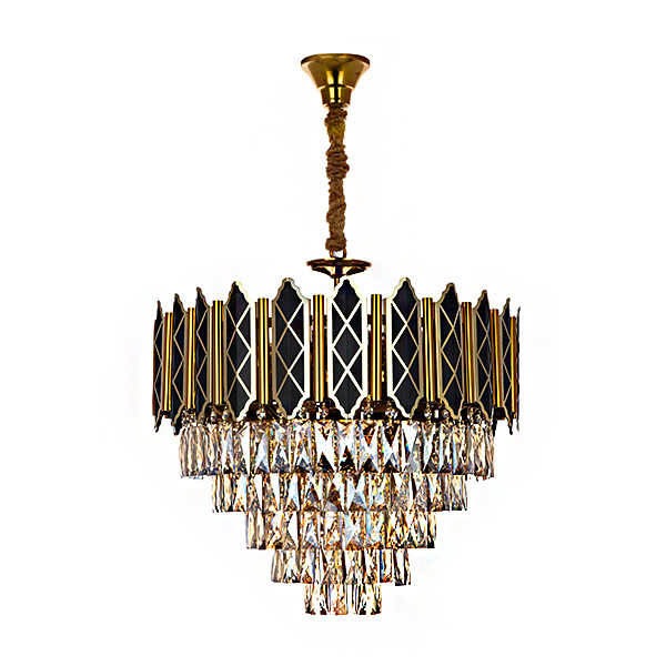 لوستر 15 شعله چشمه نور مدل N2679/60 رنگ طلا مشکی سایز 60