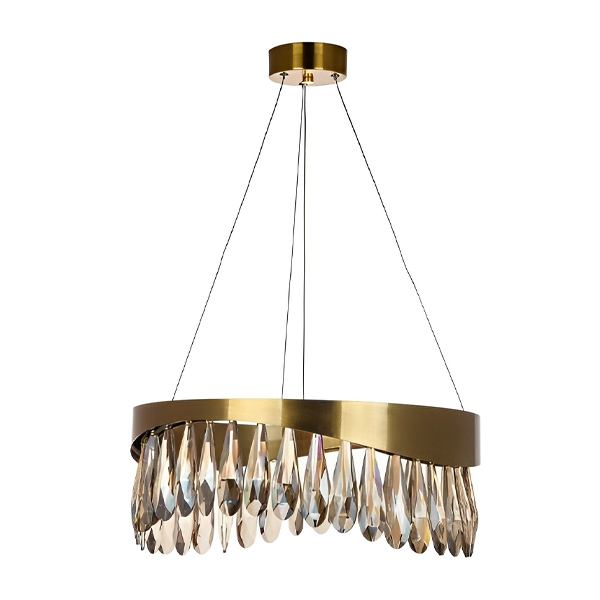 لوستر فلزی کریستالی چشمه نور مدل 2682/45 آنتیک