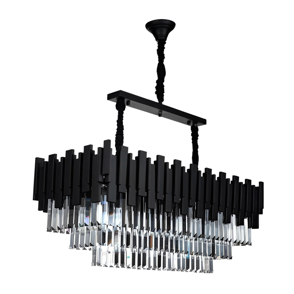 لوستر چشمه نور 12 شعله کریستالی مدل MO4421/80 مشکی