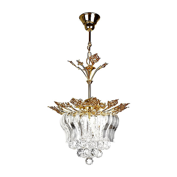 لوستر کریستالی 5 شعله چشمه نور مدل H6620/40 رنگ طلایی