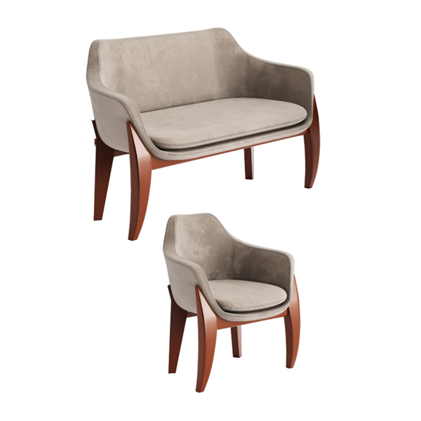 نیم ست مبل اداری تراست مدل doman با پایه های چوبی