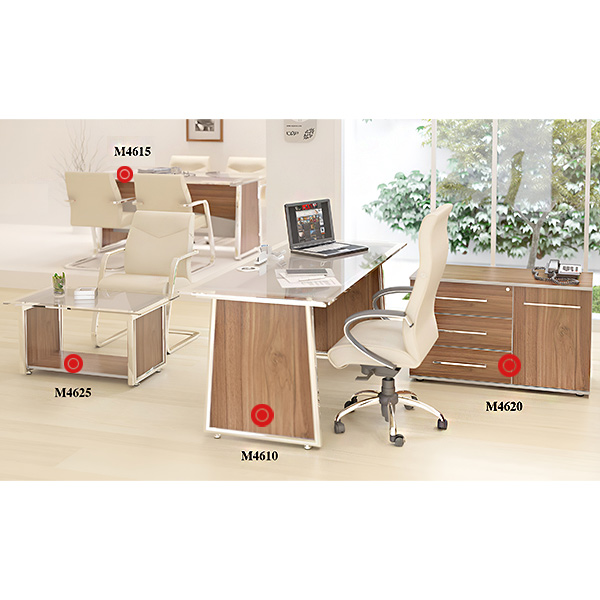 مجموعه میز اداری راوند چیده شده در دفتر کار