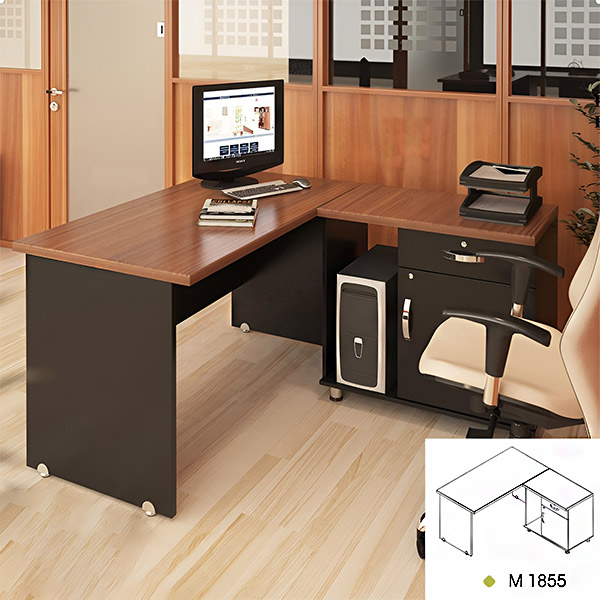 میز کارشناسی (مدیریت) مدل M1855 از مجموعه میز اداری سراوان در محل از زاویه کناری