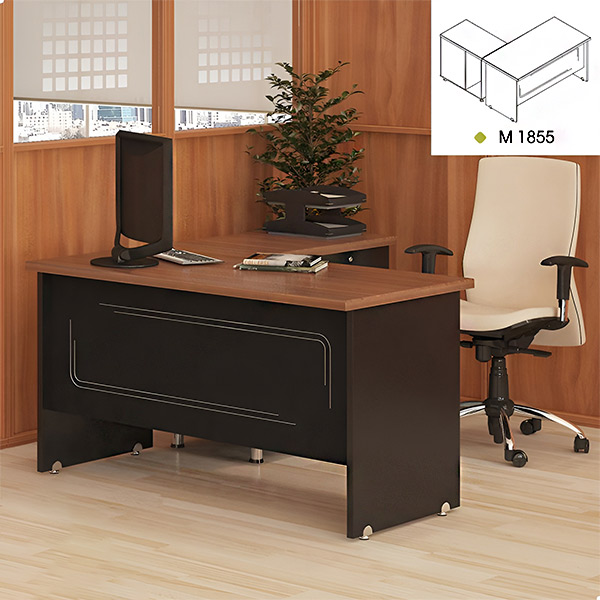 میز کارشناسی (مدیریت) مدل M1855 از مجموعه میز اداری سراوان در محل از زاویه رو به رو