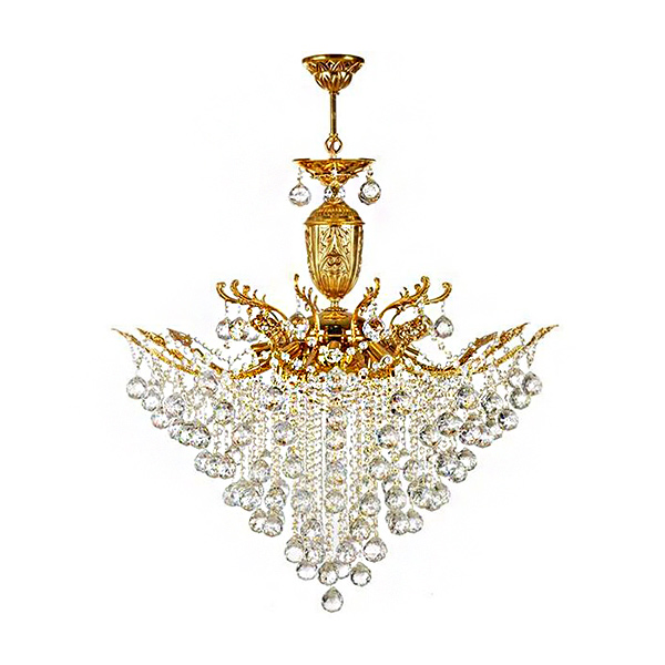 لوستر چشمه نور 15 شعله مدل H6646/10 رنگ طلایی