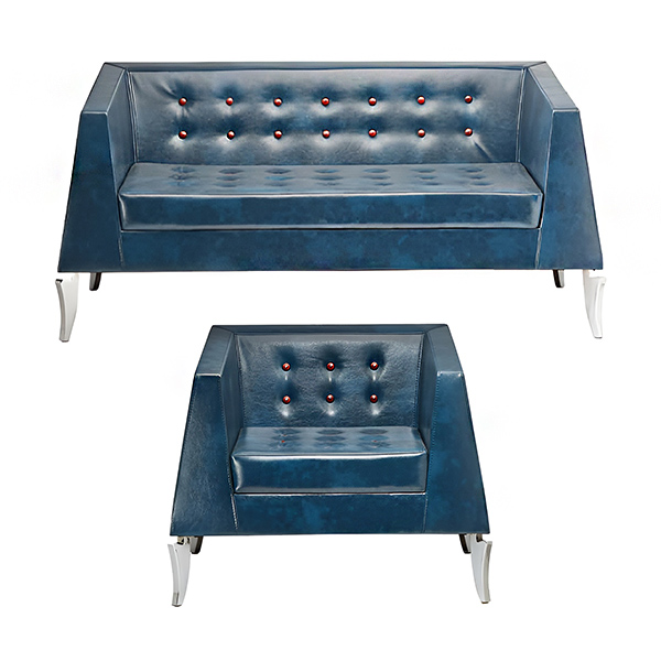 نیم ست مبل اداری سیلا مدل F76 با روکش چرم و رنگ آبی