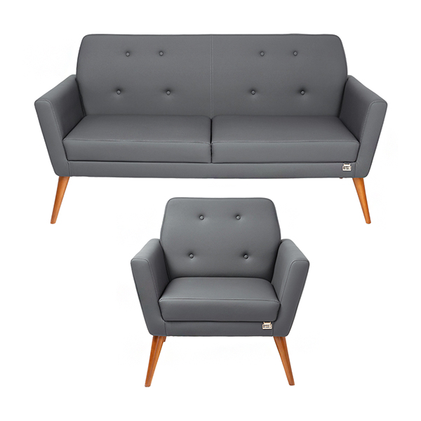 نیم ست مبل اداری راحتیران مدل برلیان M151 و M152 با رنگ طوسی