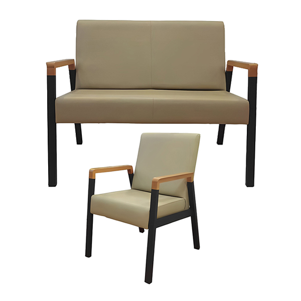 نیم ست مبل اداری نظری مدل Work با دسته های چوبی