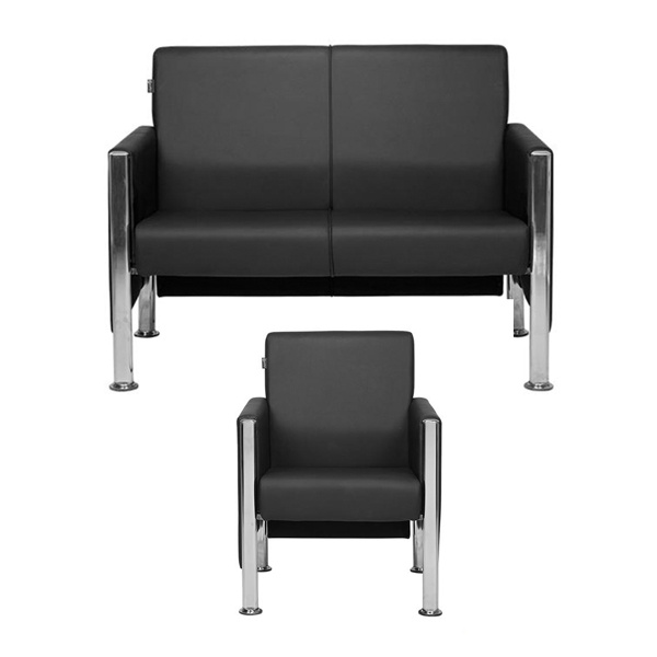 نیم ست مبل اداری پویا مدل پرستیژ با روکش مشکی رنگ