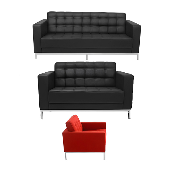 ست مبل اداری شیزن مدل S919 با روکش های مشکی و قرمز