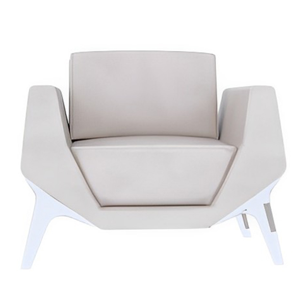 مبل تک نفره اداری نیلپر مدل OSS 113 رنگ کرمی از نمای رو‌به‌رو