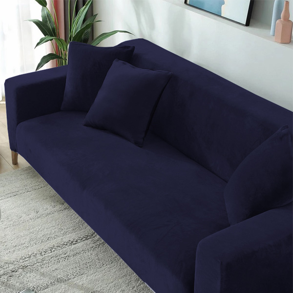 کاور مبل راحتی بوهمی مدل مخمل سورمه ای