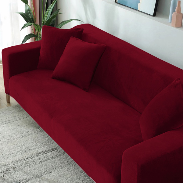 کاور مبل راحتی بوهمی مدل مخمل زرشکی