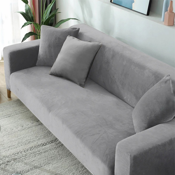 کاور مبل راحتی بوهمی مدل مخمل طوسی روشن