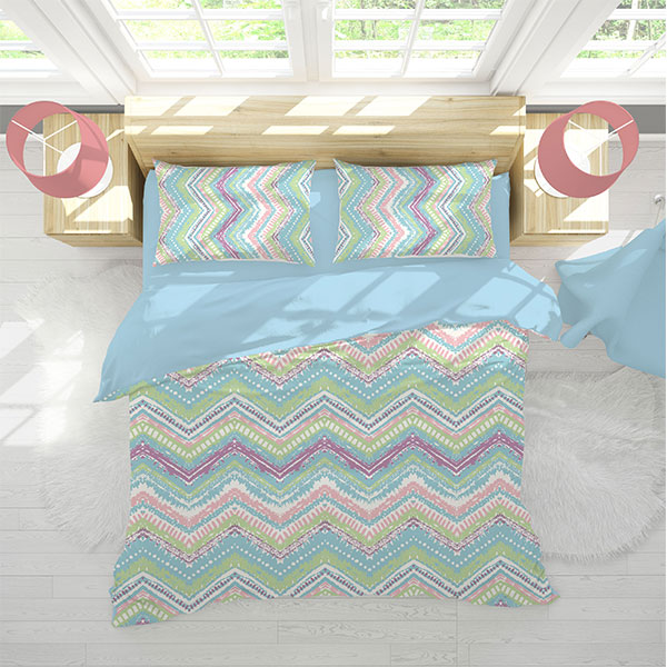 ست روتختی دونفره آبی دستیکور مدل Mod1327