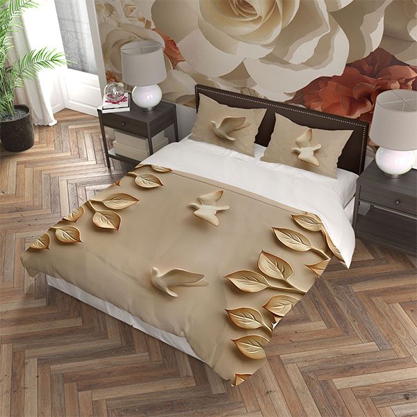 ست روتختی بژ دونفره دستیکور مدل T293