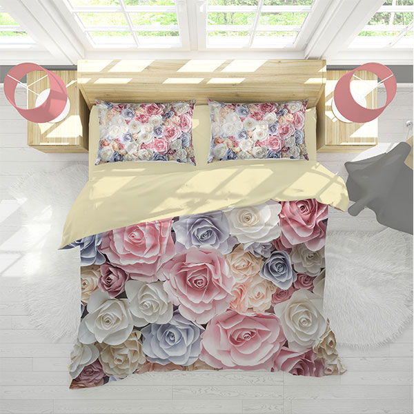 190320ست روتختی گل رز دونفره دستیکور مدل T310