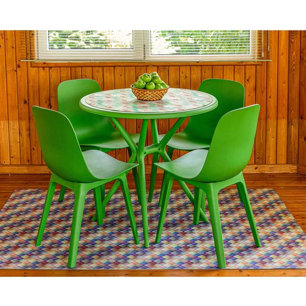 میز باغی دایره بابل مدل تیکا به همراه 4 عدد صندلی سبز