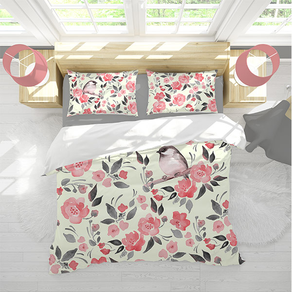 208049ست روتختی گل‌دار دونفره دستیکور مدل 68d