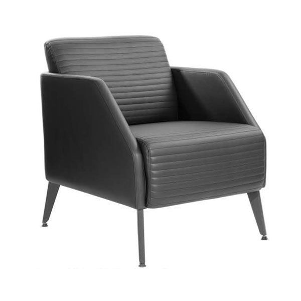 مبل اداری یک‎نفره راینو مدل W311-1 دارای پایه‌های فلزی با رنگ پودری مشکی