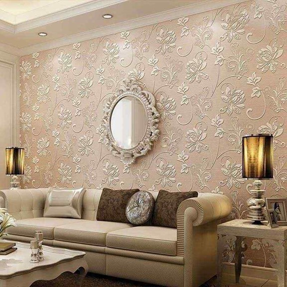 ترکیب کاغذ دیواری ساده و گلدار