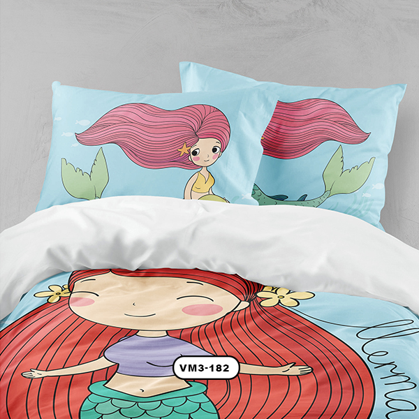 ست روتختی دستیکور مدل پری دریایی VM3-182 به رنگ آبی آسمانی