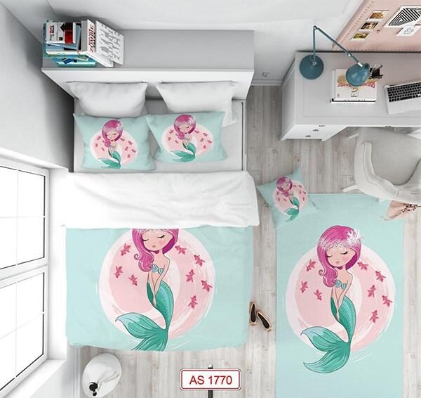 ست روتختی فانتزی دستیکور مدل آنجل AS-1770 به رنگ سبز و آبی