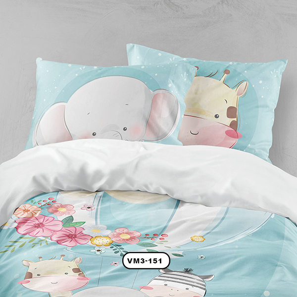 ست روتختی دخترانه دستیکور مدل بالن VM3-151 رنک آبی آسمانی