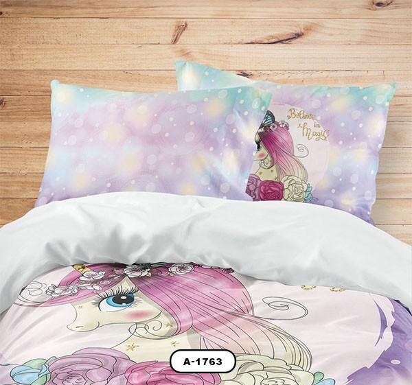 ست خواب دستیکور مدل اسب A-1763 به رنگ صورتی