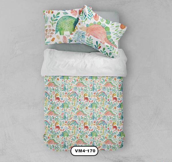 ست خواب پسرانه دستیکور مدل دایناسور VM4-170 به رنک سبز