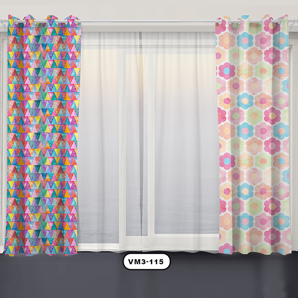 پرده پانچی دستیکور مدل گلی VM3-115