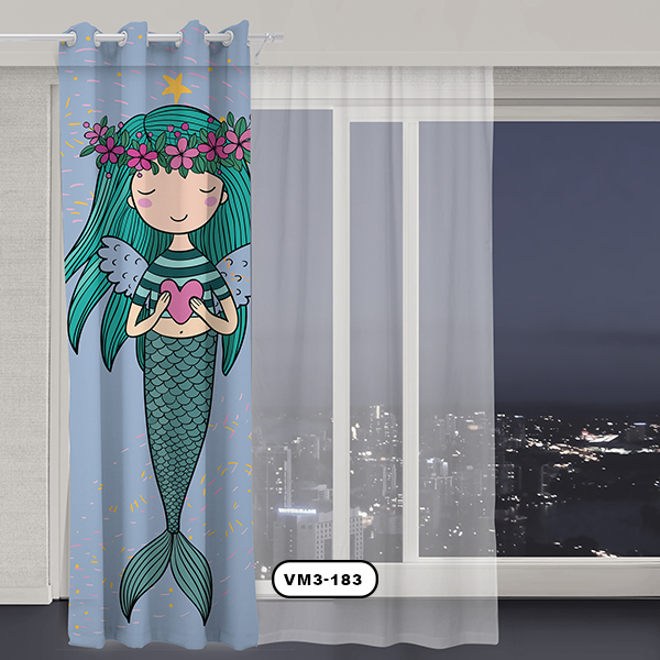 پرده پانچی دستیکور مدل پری دریایی VM3-183