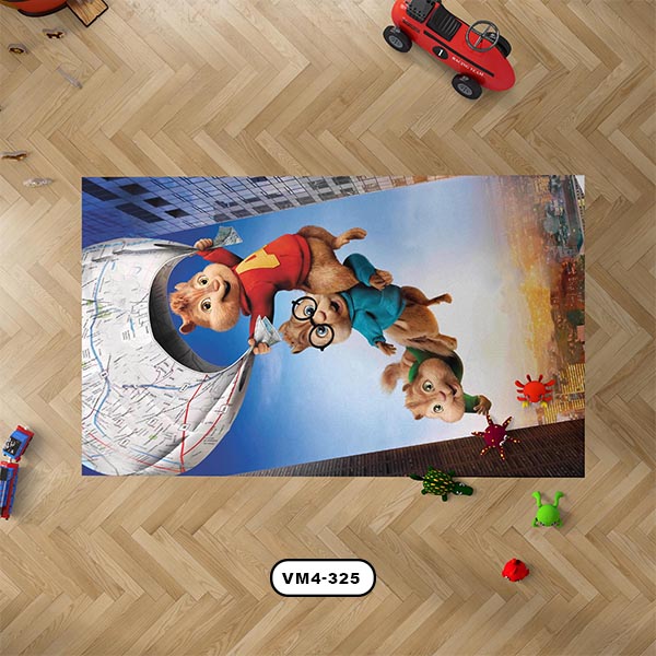 فرش دستیکور طرح آلوین و سنجاب ها مدل VM4-325