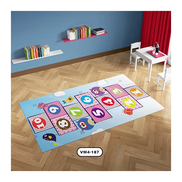 فرش کودک طرح زمین بازی لی لی با زمینه آبی