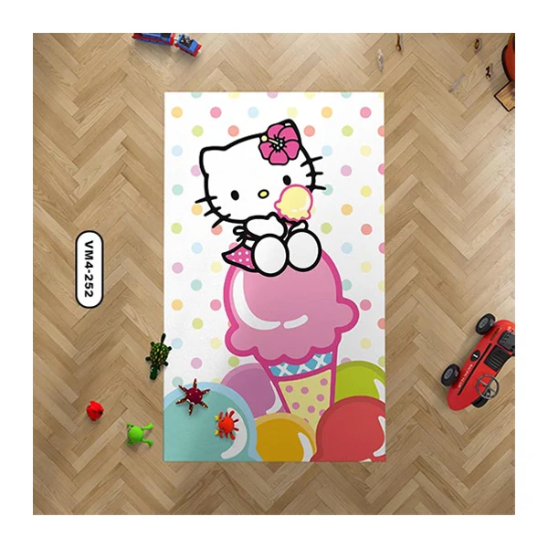 فرش کودک طرح کیتی نشسته روی بستنی