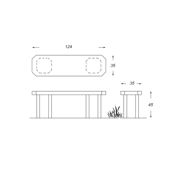 نیمکت با پایه هشت وجهی دورا مدل B121 - Image 2