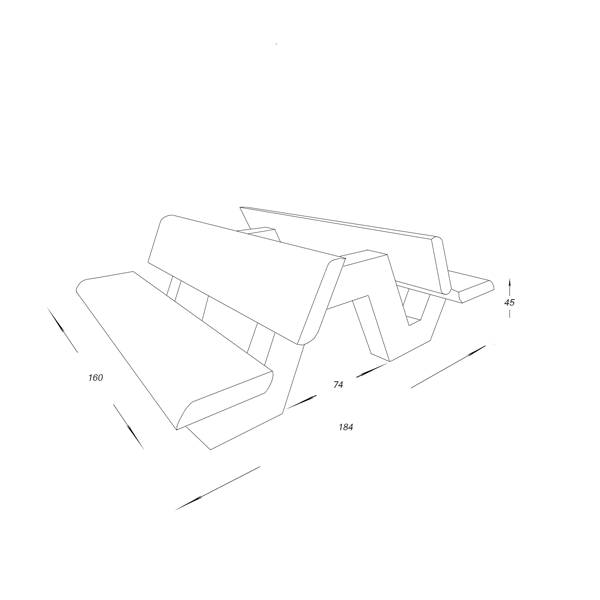 نیمکت پشتی دار دورا با لبه نیم گرد دوبل مدل B122 DOUBLE - Image 2