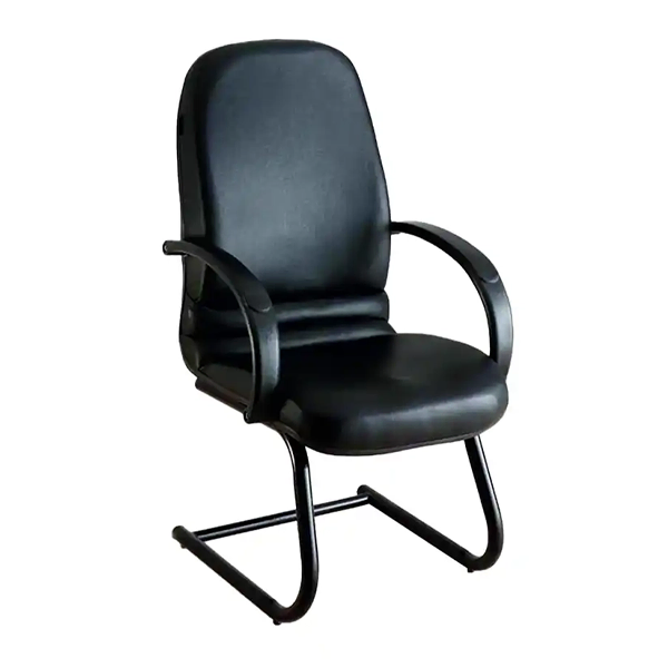 صندلی کنفرانسی مشکی با روکش چرم وپایه مشکی