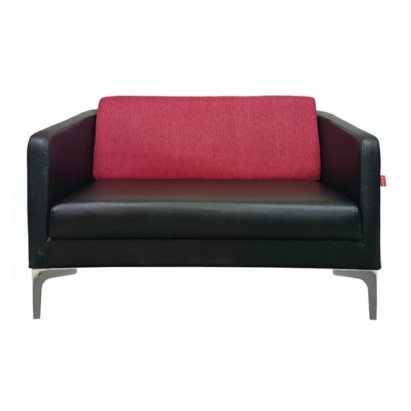 مبل دونفره چرمی رنگ مشکی و صورتی