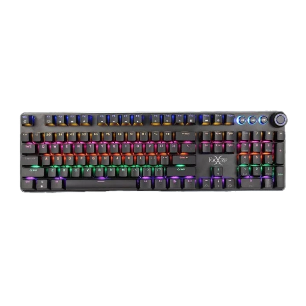 کیبورد گیمینگ فاکس ایکس ری با نورپردازی و پیچ تنظیم حجم صدا