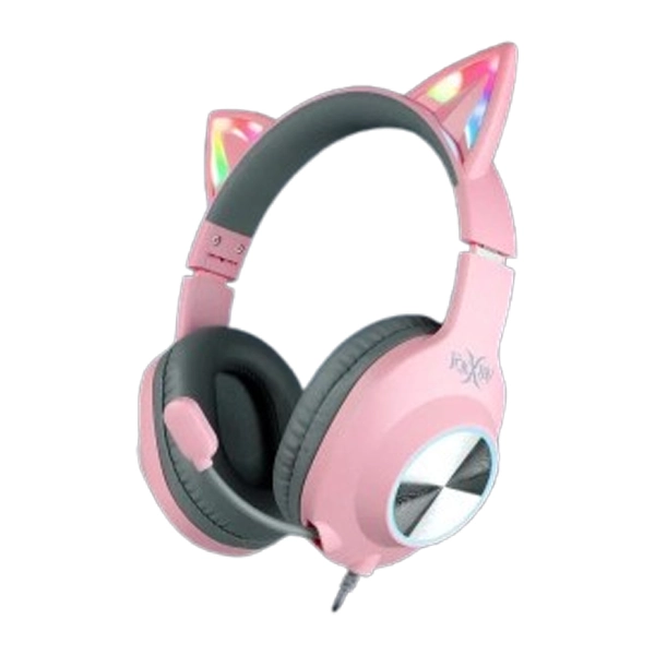 هدست گیمینگ فاکس ایکس ری با چراغ گوش گربه ای رنگ صورتی