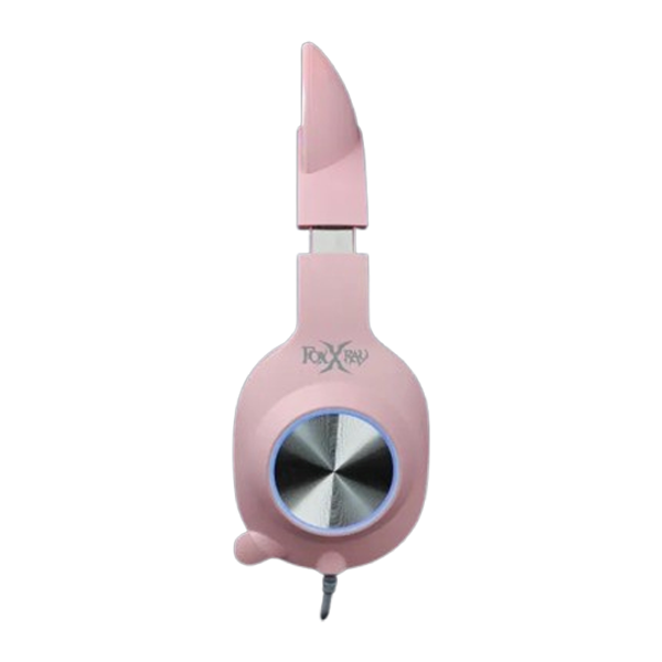 هدست گیمینگ فاکس ایکس ری با چراغ گوش گربه ای رنگ صورتی از نمای بغل