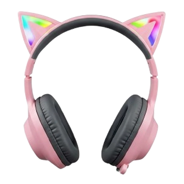 هدست گیمینگ فاکس ایکس ری با چراغ گوش گربه ای و رنگ صورتی